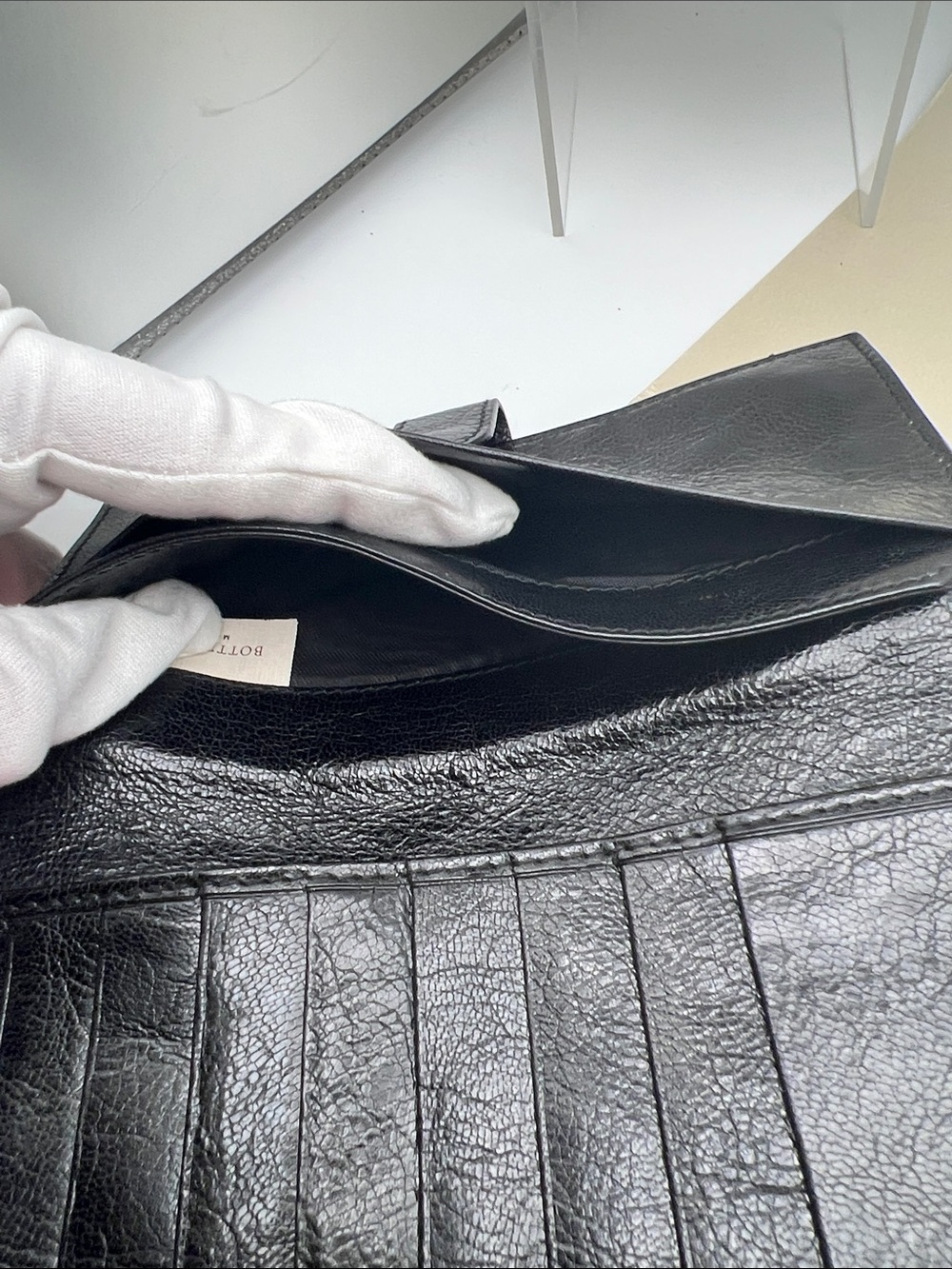 Bottega Veneta Intrecciato Snap Closure Black/Silver Woven Leather Bifold Wallet - Picture 13 of 17